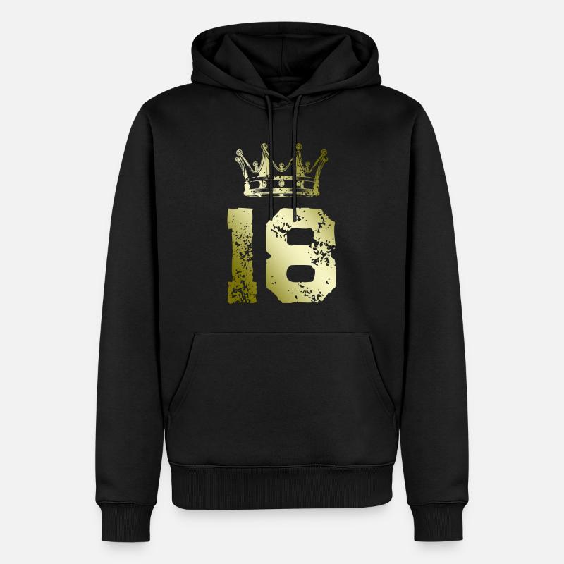 18 Zahl Krone - Männer Premium Bio Hoodie - Schwarz