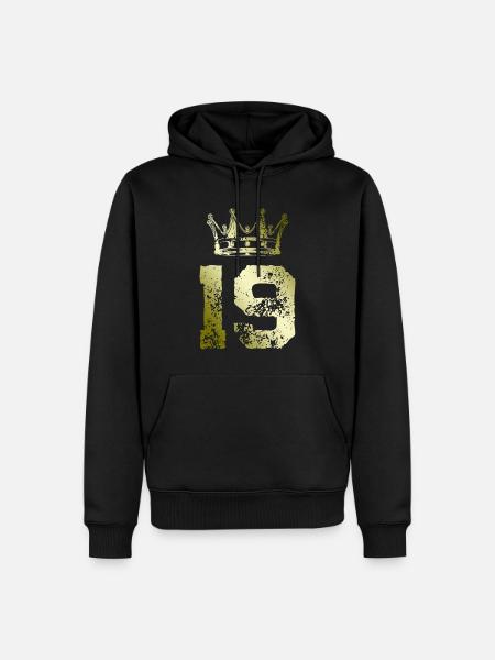 19 Couronne numérique - Sweat à capuche Premium bio Homme - noir