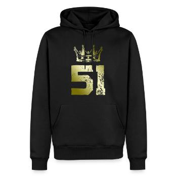 51 Zahl Krone - Männer Premium Bio Hoodie - Schwarz - Vorne - Nico (187cm)