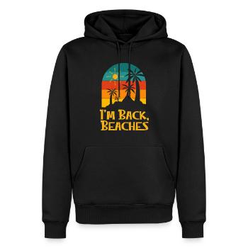 Je suis de retour Plages Drôle Plage Humour Voyage en Océan - Sweat à capuche Premium bio Homme - noir - Devant - Nico (187cm)