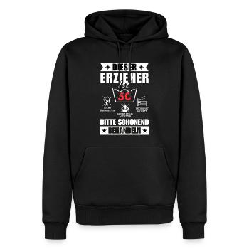 Dieser Erzieher ist 50. Schonend behandeln - Männer Premium Bio Hoodie - Schwarz - Vorne - Nico (187cm)