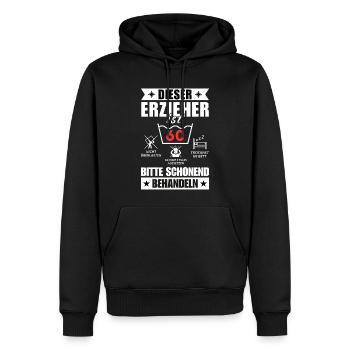 Dieser Erzieher ist 60. Schonend behandeln - Männer Premium Bio Hoodie - Schwarz - Vorne - Nico (187cm)