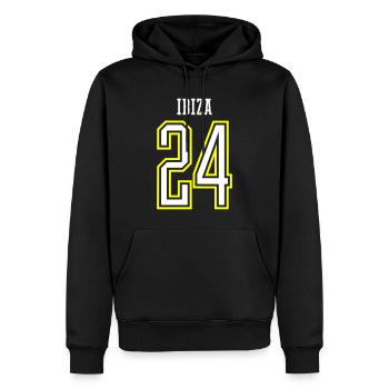 Ibiza 24 Urlaub 2024 - Männer Premium Bio Hoodie - Schwarz - Vorne - Nico (187cm)