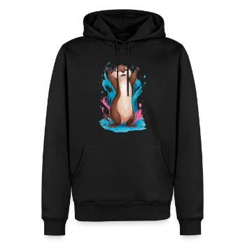 Niedlicher Otter für Kinder Tier im Wasser - Männer Premium Bio Hoodie - Schwarz - Vorne - Nico (187cm)