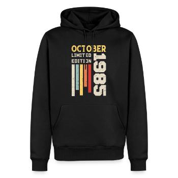 Oktober 1985 - Oktober 1985 Geburtstagsgeschenk - Männer Premium Bio Hoodie - Schwarz - Vorne - Nico (187cm)