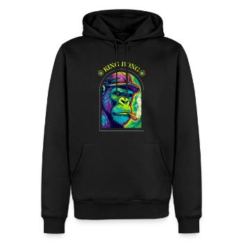King Bong - Kiffer Gorilla - Cannabis - Männer Premium Bio Hoodie - Schwarz - Vorne - Nico (187cm)