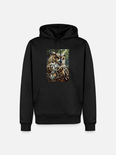 Eule Waldohreule - Männer Premium Bio Hoodie - Schwarz