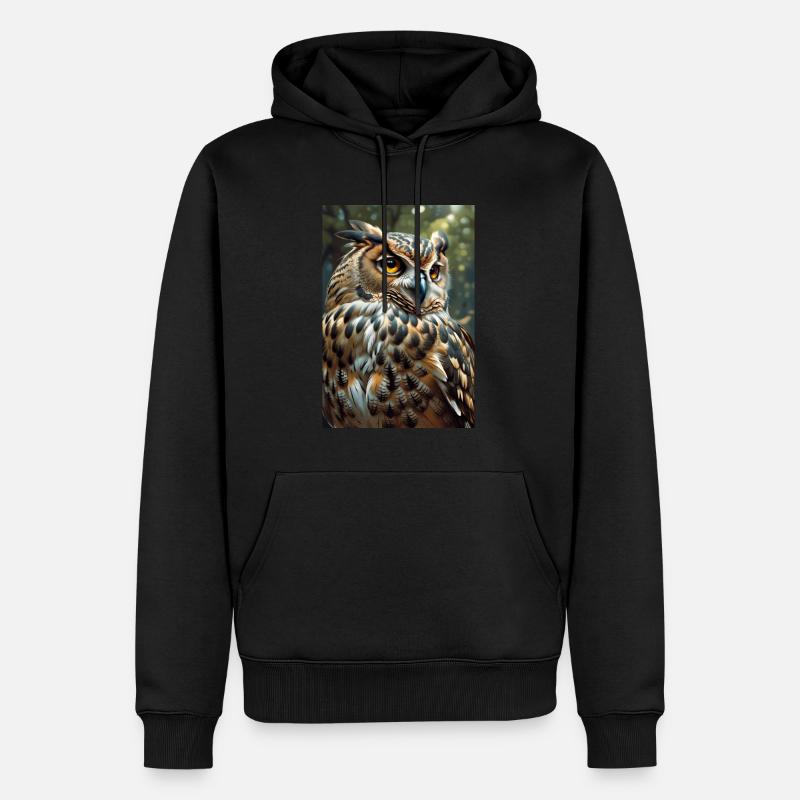 Eule Waldohreule - Männer Premium Bio Hoodie - Schwarz