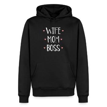 Épouse maman patron - Sweat à capuche Premium bio Homme - noir - Devant - Nico (187cm)