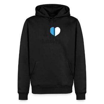 I Love Luzern | Schweiz Wappen Liebe Herz - Männer Premium Bio Hoodie - Schwarz - Vorne - Nico (187cm)