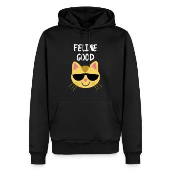 Feline Good : Feeling good cat pun zitat - Männer Premium Bio Hoodie - Schwarz - Vorne - Nico (187cm)