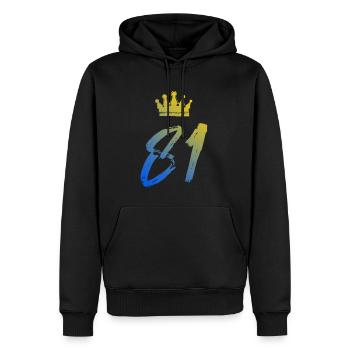 81 Zahl Krone - Männer Premium Bio Hoodie - Schwarz - Vorne - Nico (187cm)