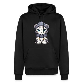 Schneeleopard leopard Tier Baby Comic Winter - Männer Premium Bio Hoodie - Schwarz - Vorne - Nico (187cm)