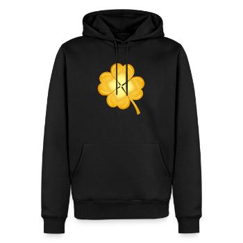 Kleeblatt Gold - Männer Premium Bio Hoodie - Schwarz - Vorne - Nico (187cm)