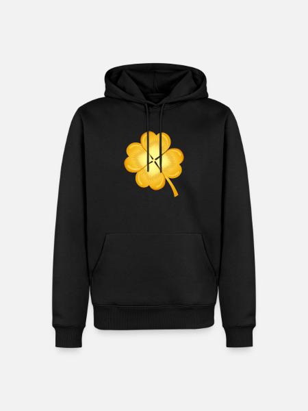 Kleeblatt Gold - Männer Premium Bio Hoodie - Schwarz
