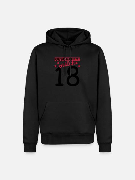 endlich 18 geschafft! - Männer Premium Bio Hoodie - Schwarz