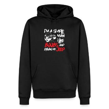 Je suis un homme simple jeep - Sweat à capuche Premium bio Homme - noir - Devant - Nico (187cm)