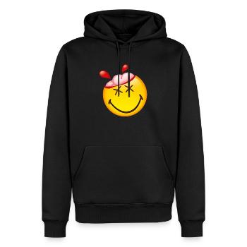 Smiley Glossy Happy Brain - Sweat à capuche Premium bio Homme - noir - Devant - Nico (187cm)