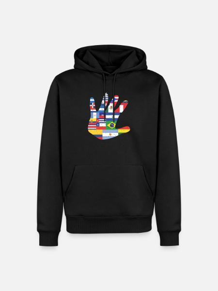 Latin America South America hand flag gift Latin - Men’s Premium Organic Hoodie - black