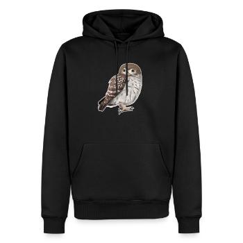Eule Vogel Zeichnung Biologe Ornithologe Steinkauz - Männer Premium Bio Hoodie - Schwarz - Vorne - Nico (187cm)