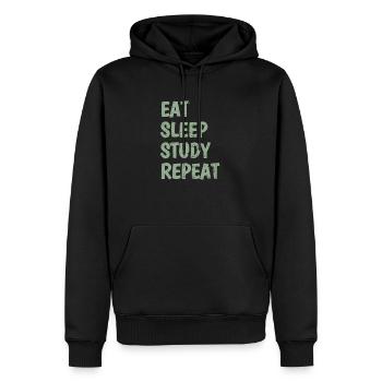 Eat Sleep Study Repeat - Männer Premium Bio Hoodie - Schwarz - Vorne - Nico (187cm)