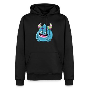 Kleines süßes witziges Monster Nr.8 - Männer Premium Bio Hoodie - Schwarz - Vorne - Nico (187cm)