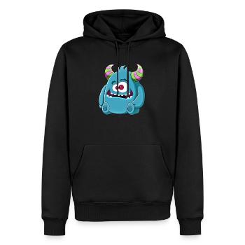 Petit mignon monstre drôle n°6 - Sweat à capuche Premium bio Homme - noir - Devant - Nico (187cm)