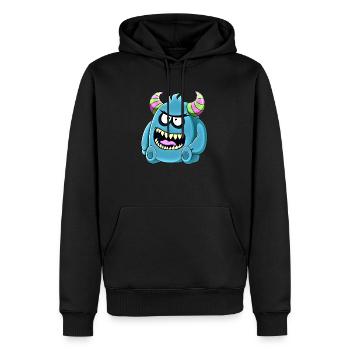 Petit mignon monstre drôle n°47 - Sweat à capuche Premium bio Homme - noir - Devant - Nico (187cm)
