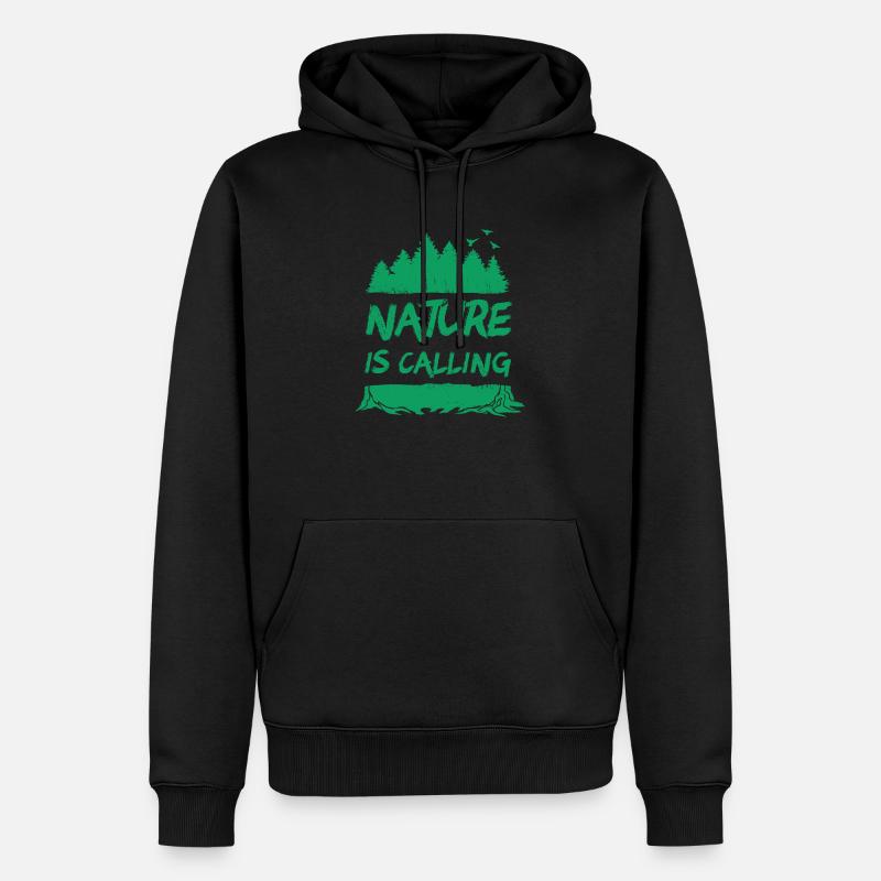 Nature is Calling - Männer Premium Bio Hoodie - Schwarz