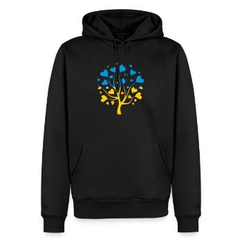 Ukrainische Flagge in Form eines Baumes der Liebe - Männer Premium Bio Hoodie - Schwarz - Vorne - Nico (187cm)