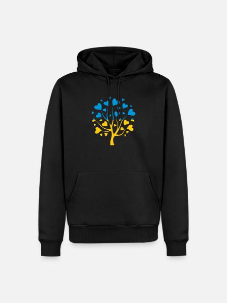 Drapeau ukrainien en forme d’arbre d’amour - Sweat à capuche Premium bio Homme - noir