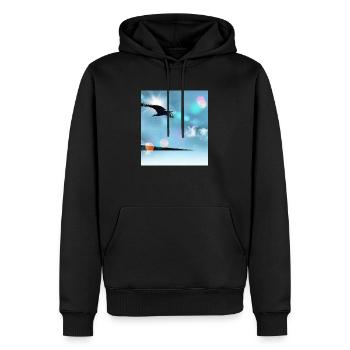Vogel im Flug - Männer Premium Bio Hoodie - Schwarz - Vorne - Nico (187cm)