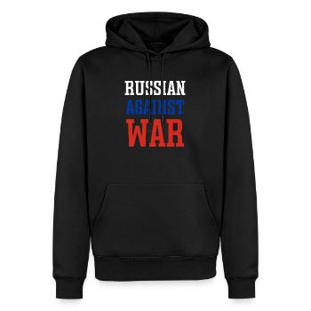 Russe contre la guerre - Sweat à capuche Premium bio Homme - noir - Devant - Nico (187cm)