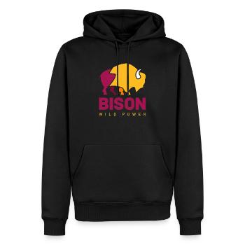 Wild Power Bison - Männer Premium Bio Hoodie - Schwarz - Vorne - Nico (187cm)