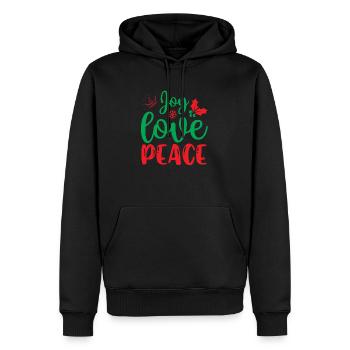 Freude lieben Frieden - Weihnachtshumor - Männer Premium Bio Hoodie - Schwarz - Vorne - Nico (187cm)
