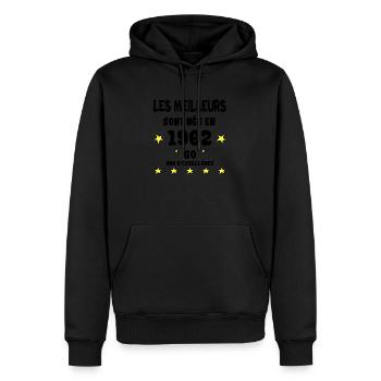 Anniversaire 60 ans - Sweat à capuche Premium bio Homme - noir - Devant - Nico (187cm)
