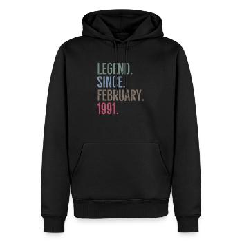 Légende depuis février 1991 - Sweat à capuche Premium bio Homme - noir - Devant - Nico (187cm)