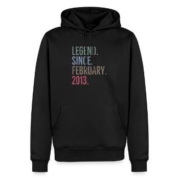 Légende depuis février 2013 - Sweat à capuche Premium bio Homme - noir - Devant - Nico (187cm)