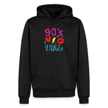 Proverbes des années 1990 Idée cadeau des années 90 - Sweat à capuche Premium bio Homme - noir - Devant - Nico (187cm)