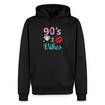 Proverbes des années 1990 Idée cadeau des années 90 - Sweat à capuche Premium bio Homme - noir - Devant - Nico (187cm)