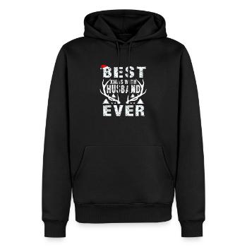 Meilleur Noël avec mari de tous les temps - Sweat à capuche Premium bio Homme - noir - Devant - Nico (187cm)