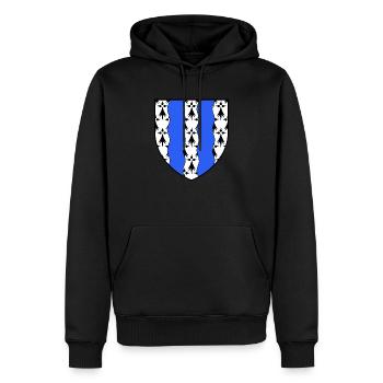 blason hermine BZH Ille et Vilaine - Sweat à capuche Premium bio Homme - noir - Devant - Nico (187cm)