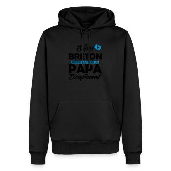 un super breton donne un papa exceptionnel - Sweat à capuche Premium bio Homme - noir - Devant - Nico (187cm)