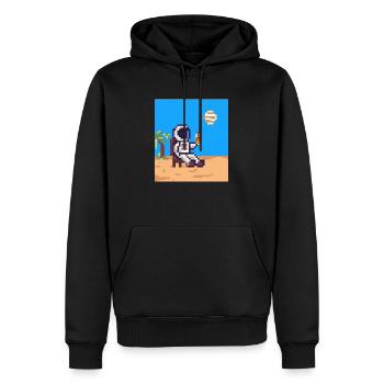 Astronaut im Urlaub Pixelart - Männer Premium Bio Hoodie - Schwarz - Vorne - Nico (187cm)
