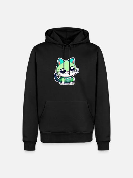 un mignon petit chat kawaii - manga - Sweat à capuche Premium bio Homme - noir
