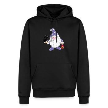 Drôle de gnome nordique avec un chat noir mignon - Sweat à capuche Premium bio Homme - noir - Devant - Nico (187cm)
