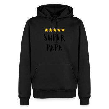 Super Papa - Cadeau 5 Étoiles pour Papas Géniaux - Sweat à capuche Premium bio Homme - noir - Devant - Nico (187cm)