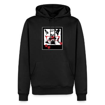 Chien Bouledogue français - Sweat à capuche Premium bio Homme - noir - Devant - Nico (187cm)