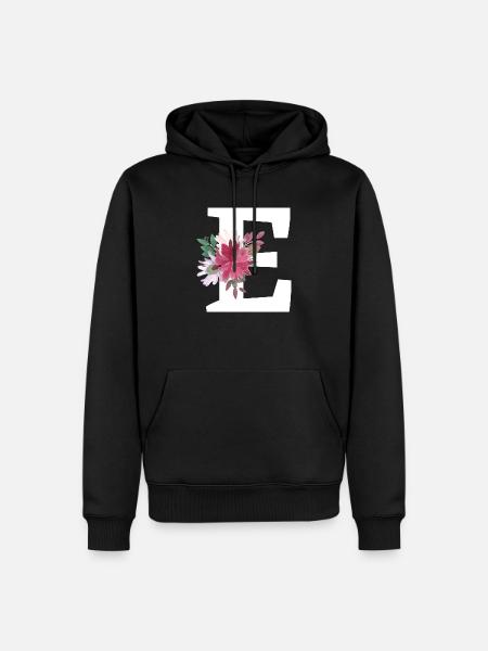 Floral Letter - Men’s Premium Organic Hoodie - black
