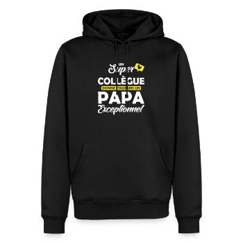 super collègue donne papa exceptionnel - Sweat à capuche Premium bio Homme - noir - Devant - Nico (187cm)